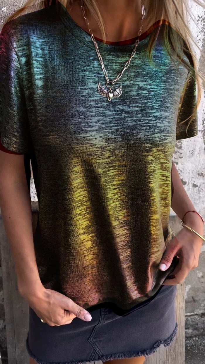 Hot Stamping Ronde hals Korte mouw V-hals T-shirt