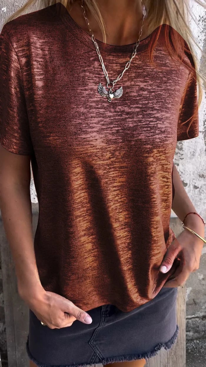 Hot Stamping Ronde hals Korte mouw V-hals T-shirt