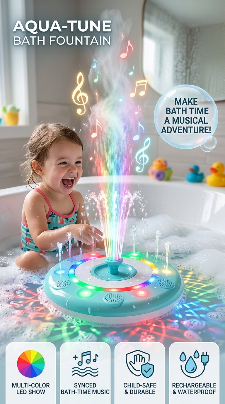 🎵 50% RABATT NU! Musikalisk badrumsfontän – musik, ljus & vattenlek i ett – perfekt för barnens badstund 🚿🎶