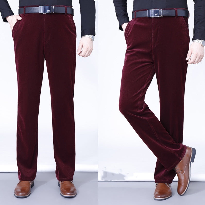 Lange rechte stretch corduroy herenbroek - Koop 2 gratis levering
