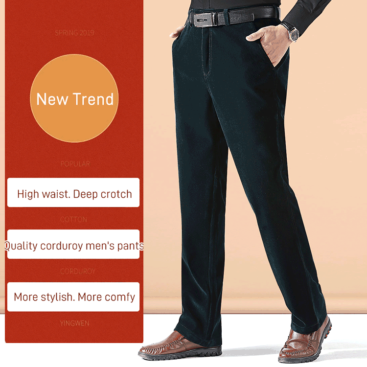 Lange rechte stretch corduroy herenbroek - Koop 2 gratis levering