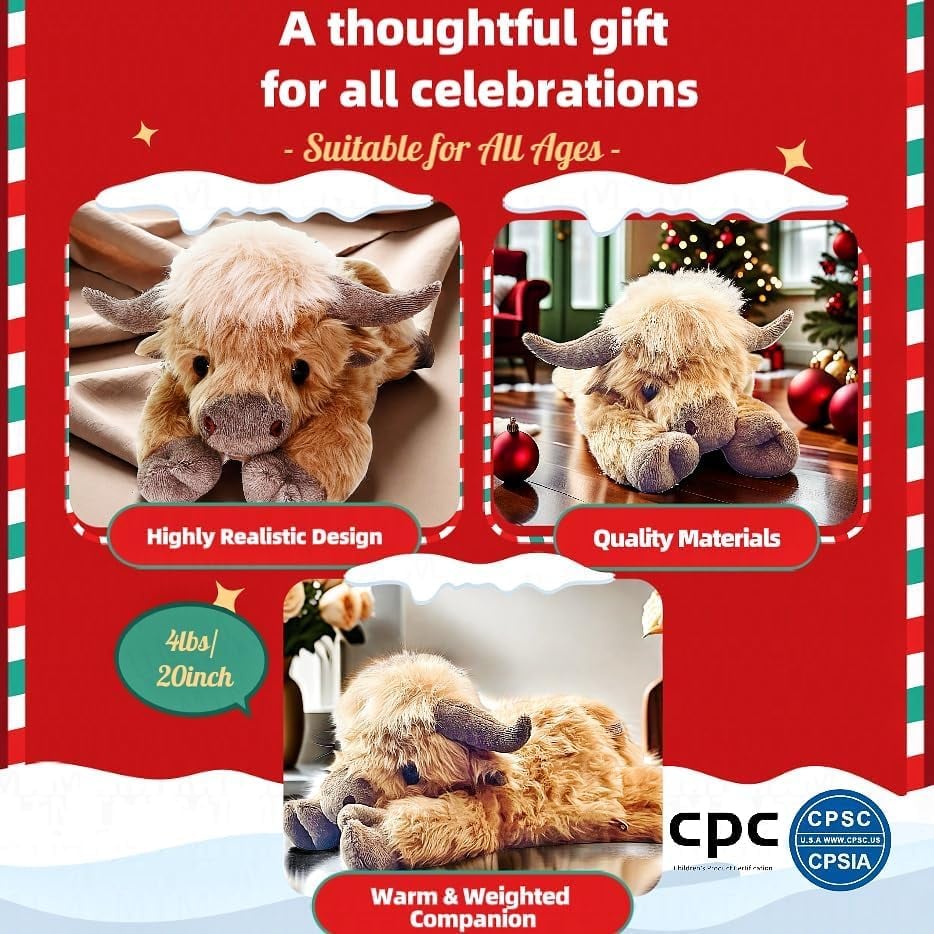 Kerst Nieuw Cadeau SpeelgoedššSchattig Beeldverhaal Hoogland Koe Knuffel Speelgoed