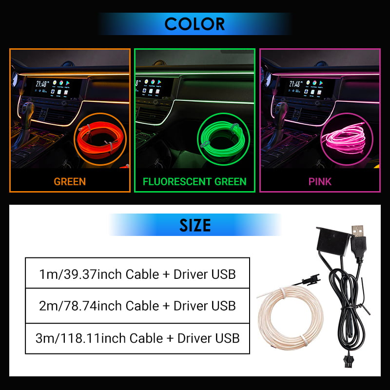 ✨ 50% korting! Auto-interieur sfeerverlichting – 3 m dunne lichtstrip, USB-aansturing & meerdere kleuren. Breng sfeer in je auto – eenvoudig te installeren! 🚗💡