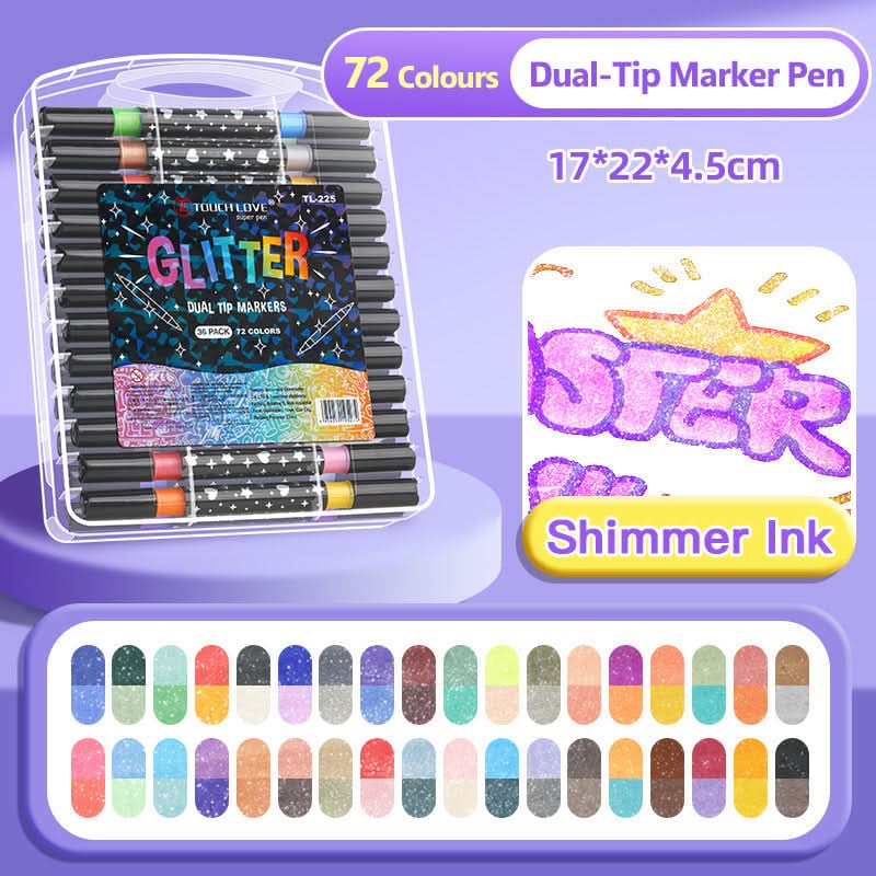 š„Hot Sale 50% KORTINGšDual-Tip Glitter Marker Pen