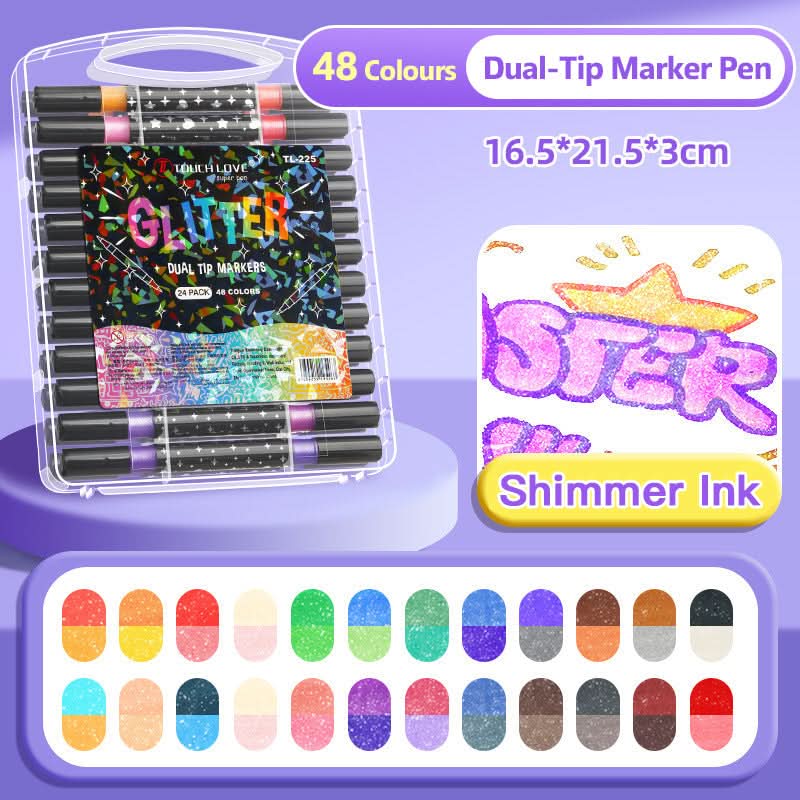 š„Hot Sale 50% KORTINGšDual-Tip Glitter Marker Pen