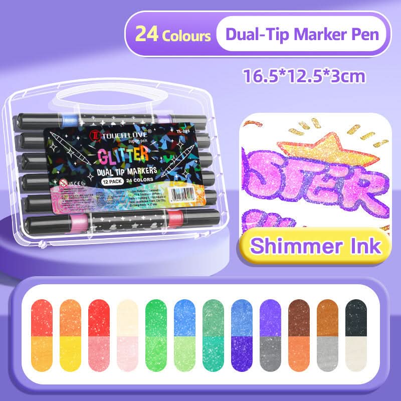 š„Hot Sale 50% KORTINGšDual-Tip Glitter Marker Pen