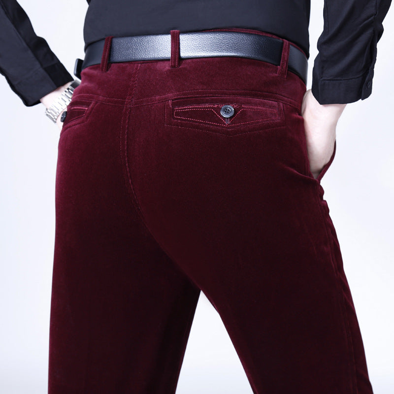 Lange rechte stretch corduroy herenbroek - Koop 2 gratis levering