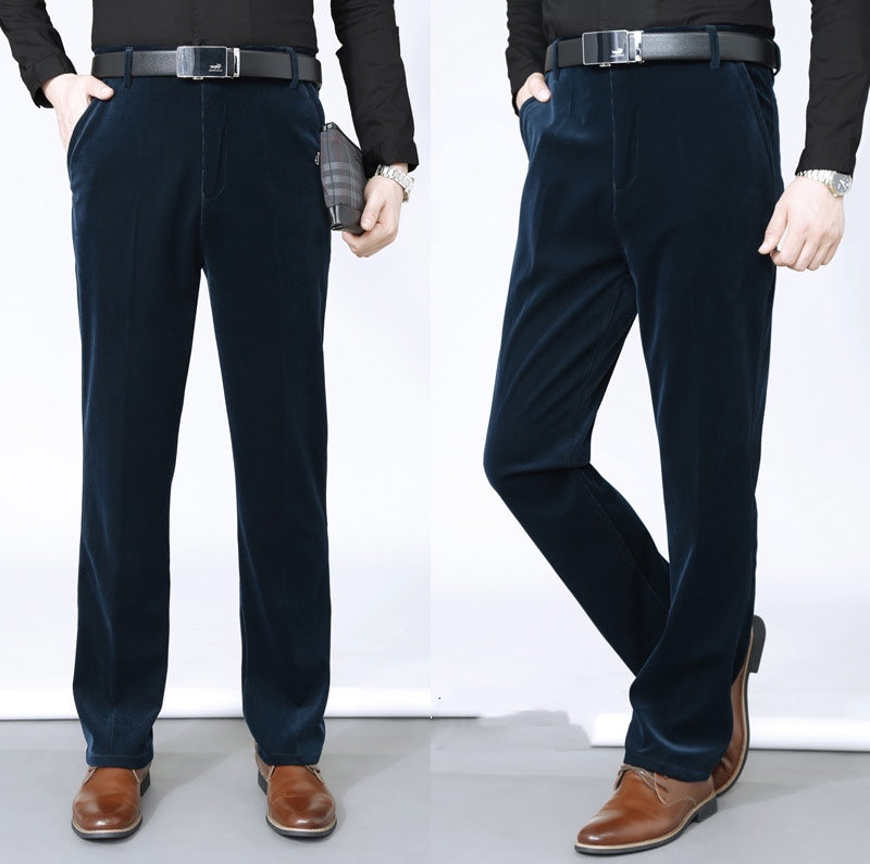 Lange rechte stretch corduroy herenbroek - Koop 2 gratis levering