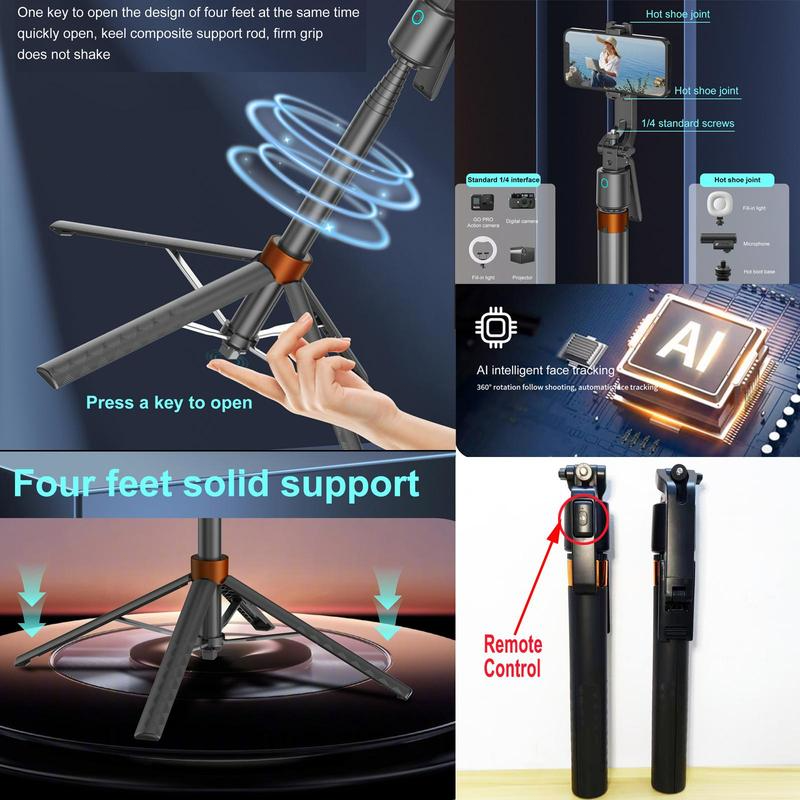 📱 50% korting! Slimme selfiestick – automatische gezichtsherkenning, 360° rotatie & ingebouwde camera. Inclusief 2 fill lights – tot 180 cm! ✨🤳