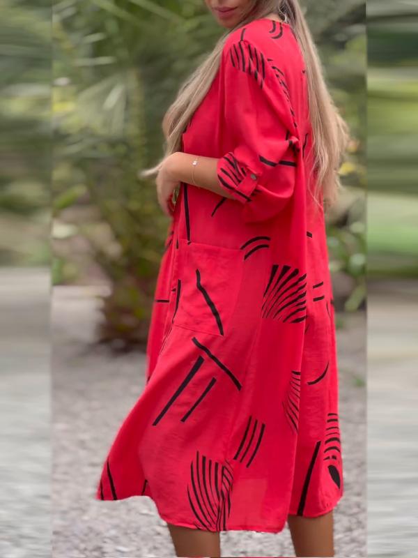 🔥🌷Last day promotion 50% OFF - 💃V-halsjurk van katoen en linnen