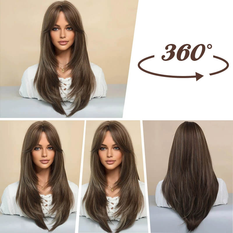 Dames gelaagde pony lange pruiken