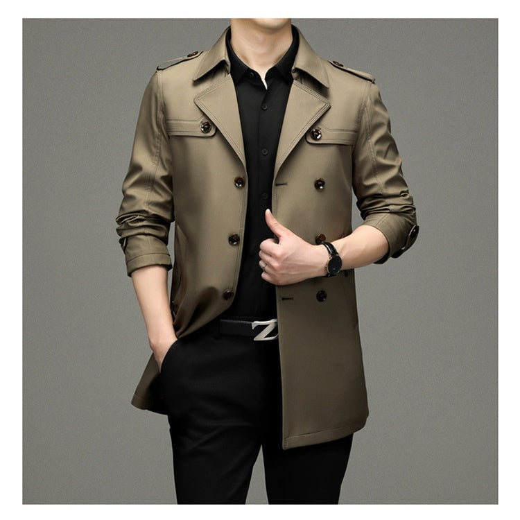 Heren Dubbel Rij Knopen Trenchcoat Jas