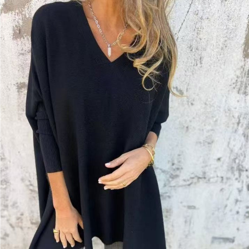 🌈 2 stuks gratis verzending🌈Women's Long Sleeve Knitted V-Neck Loose Long Top (50% UIT))