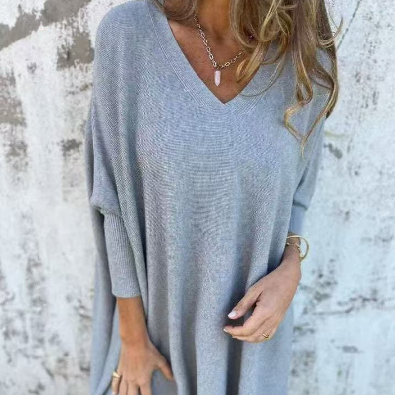 🌈 2 stuks gratis verzending🌈Women's Long Sleeve Knitted V-Neck Loose Long Top (50% UIT))