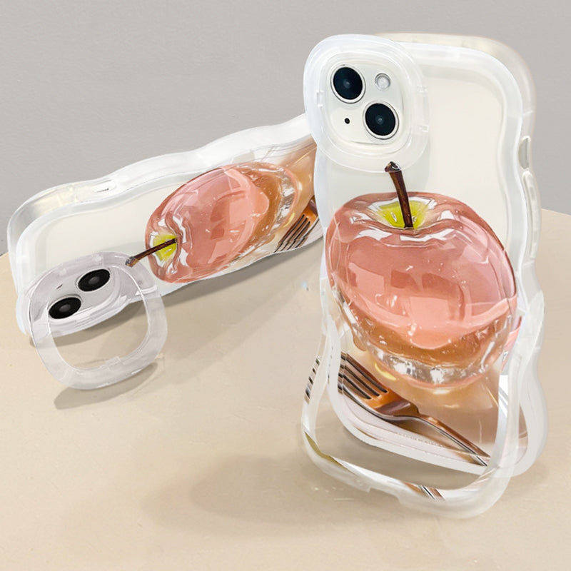 🌸🍒Doorzichtig telefoonhoesje met appelpatroon – geschikt voor iPhone 11 t/m 16🌼
