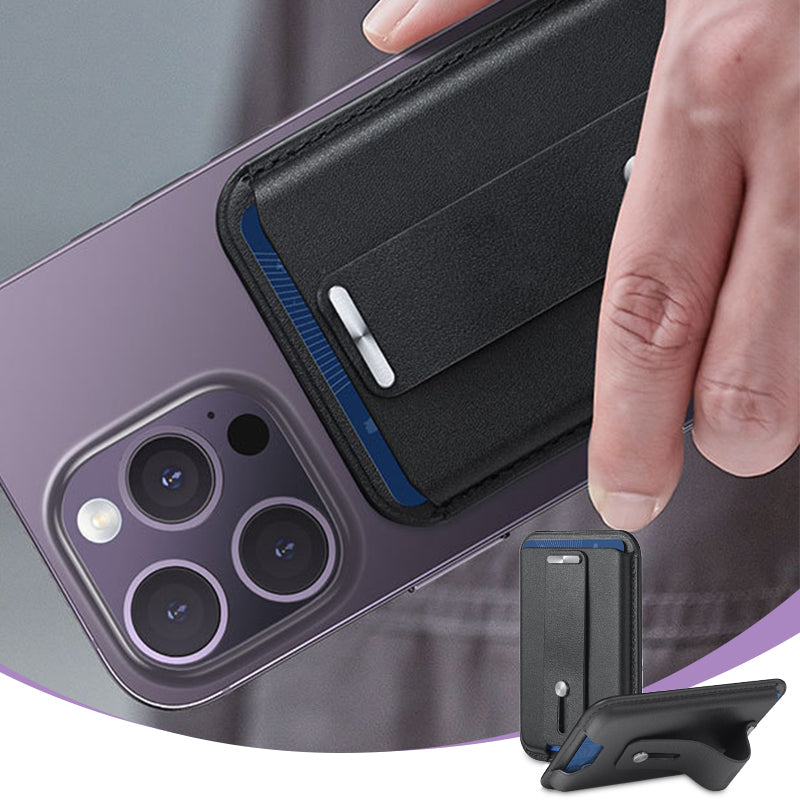 PU Lederen magnetische kaarthouder voor iPhone & telefoonhoesje