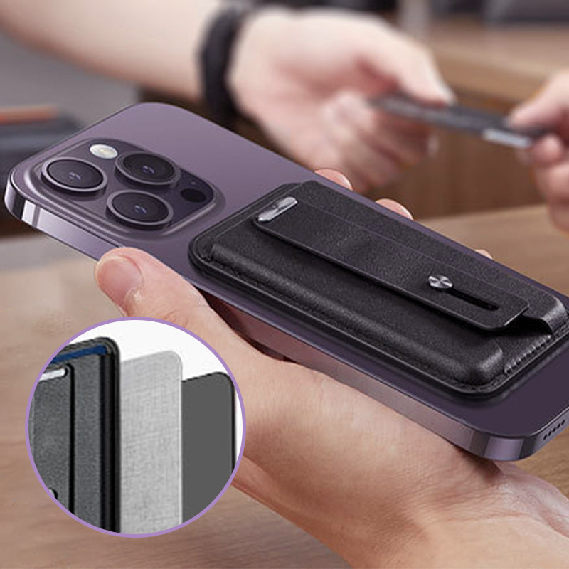 PU Lederen magnetische kaarthouder voor iPhone & telefoonhoesje