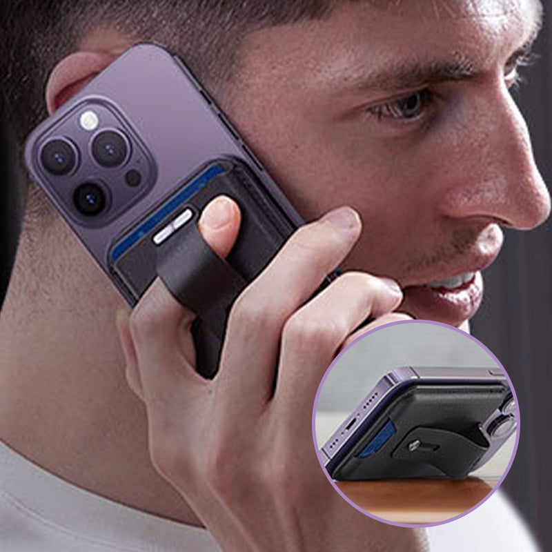 PU Lederen magnetische kaarthouder voor iPhone & telefoonhoesje