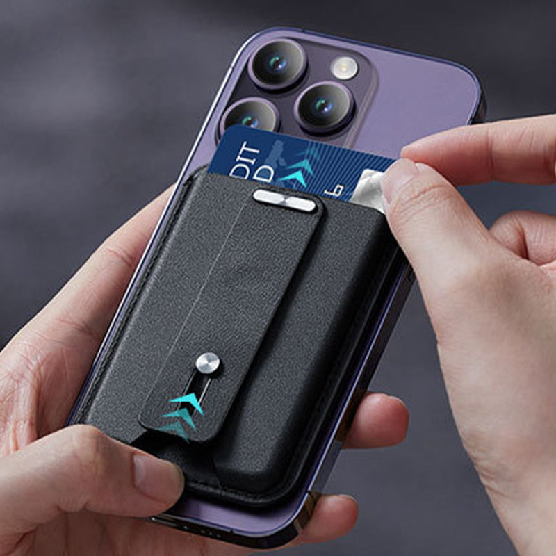 PU Lederen magnetische kaarthouder voor iPhone & telefoonhoesje