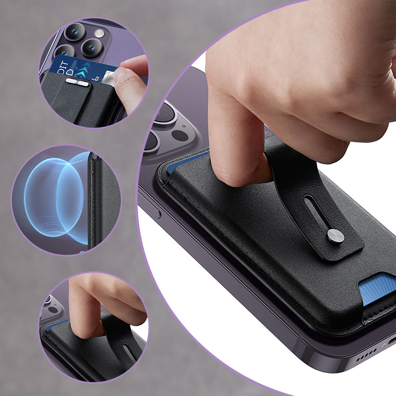 PU Lederen magnetische kaarthouder voor iPhone & telefoonhoesje