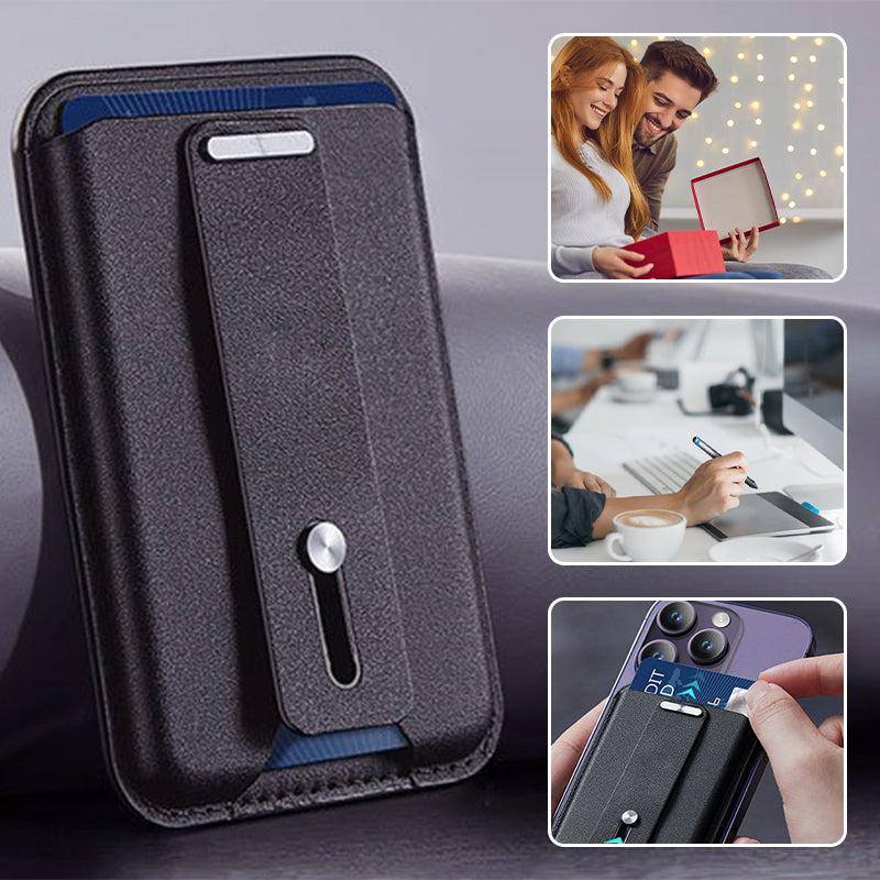 PU Lederen magnetische kaarthouder voor iPhone & telefoonhoesje