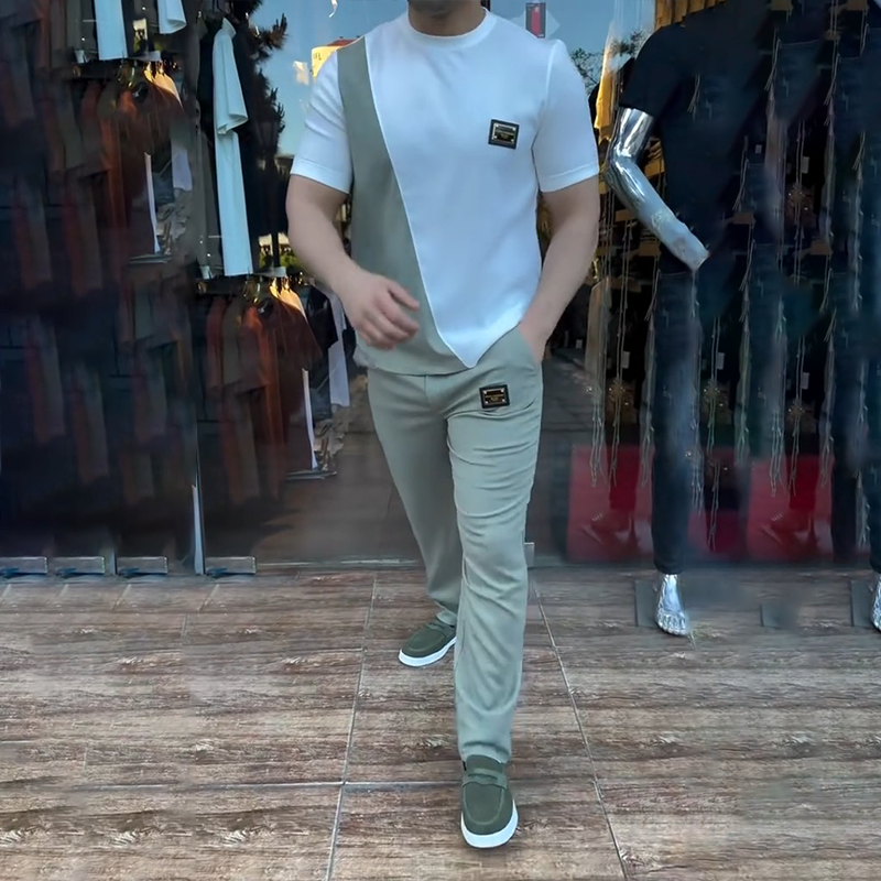 ๐ฅ Trending deze zomer! ๐โโ๏ธ Casual set met ronde hals en broek voor heren