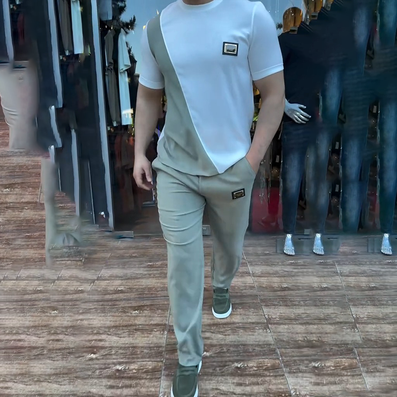 ๐ฅ Trending deze zomer! ๐โโ๏ธ Casual set met ronde hals en broek voor heren