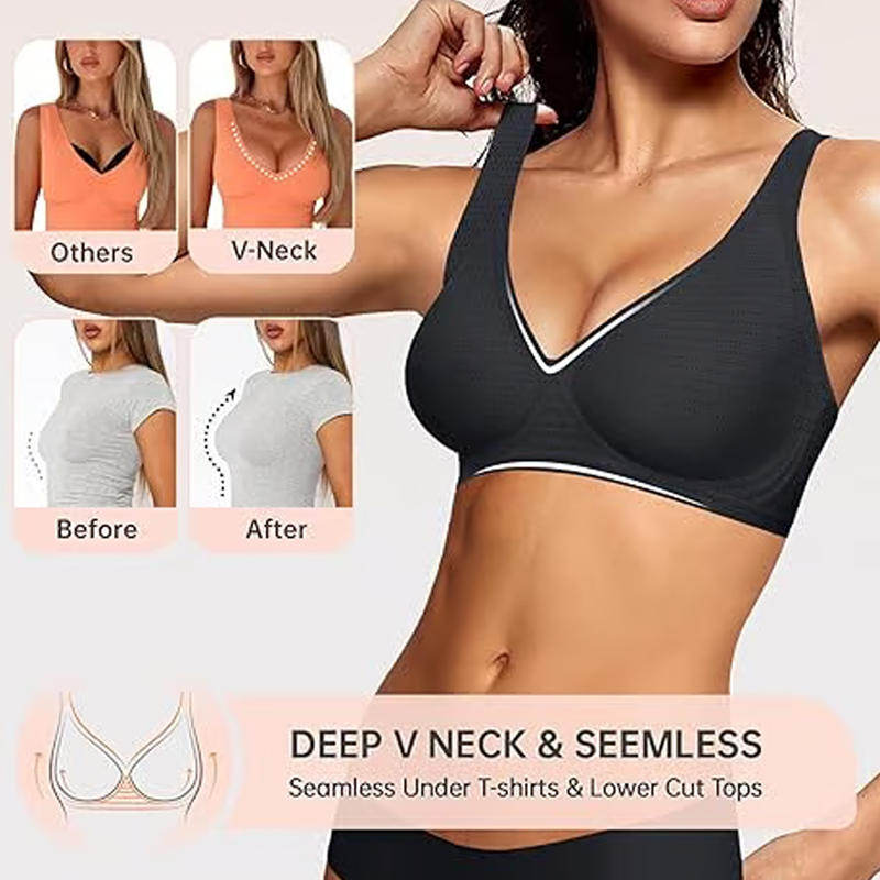 šZomer Hot Sale 55% Kortingā°Deep V Plunge Push-Up Draadloze Naadloze Jelly Bh