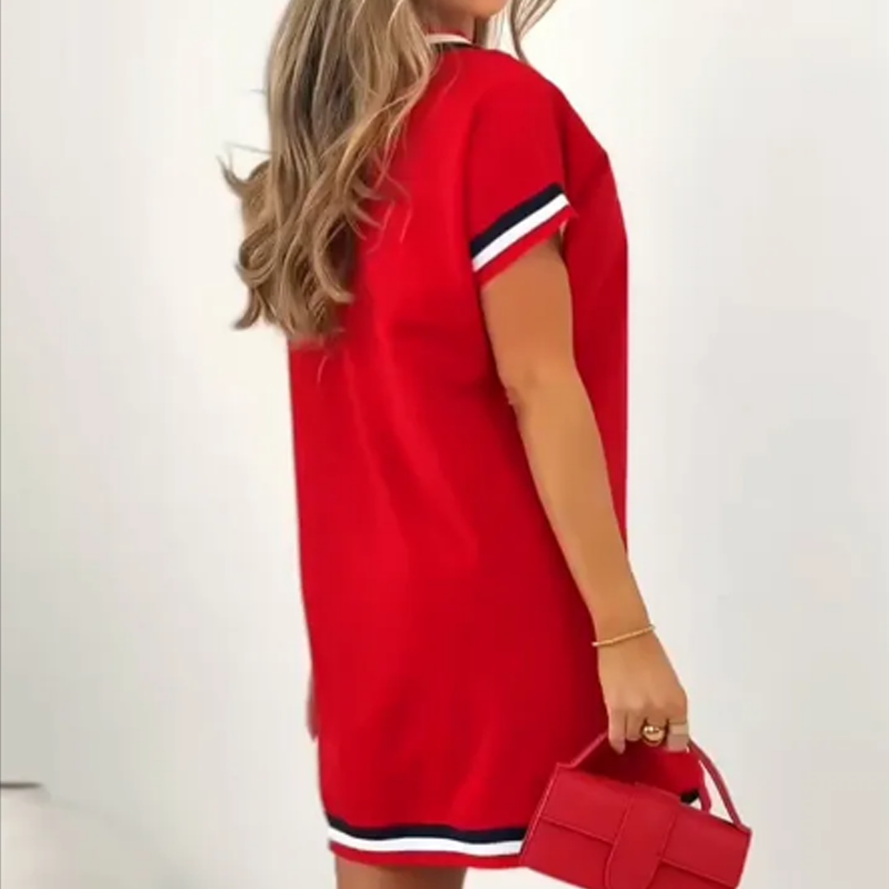 💞V-neck kleurblokkerende midi-jurk💃