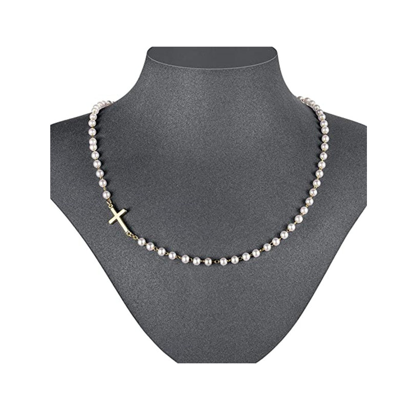 Vrouwen Elegant Kruis Synthetische Parelketting