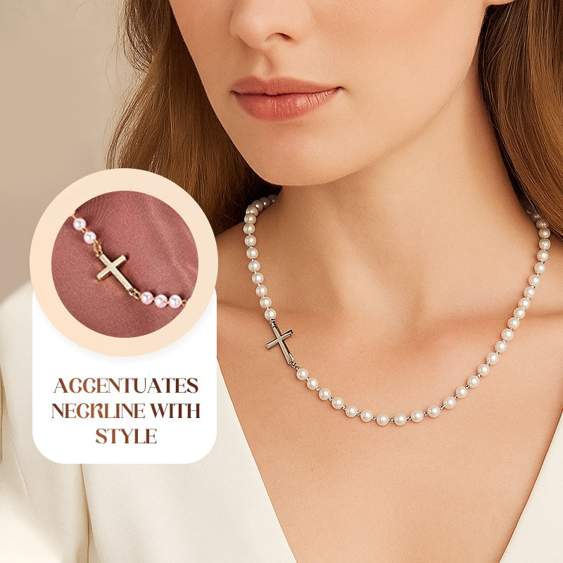 Vrouwen Elegant Kruis Synthetische Parelketting