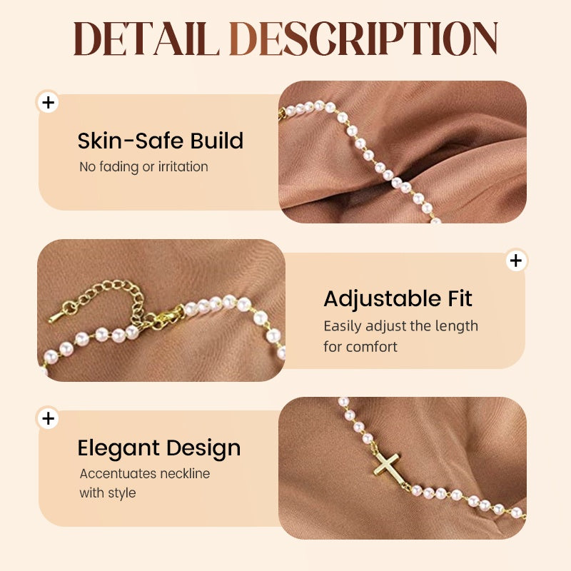 Vrouwen Elegant Kruis Synthetische Parelketting