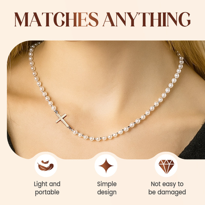 Vrouwen Elegant Kruis Synthetische Parelketting
