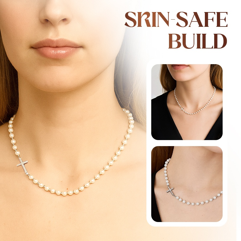 Vrouwen Elegant Kruis Synthetische Parelketting