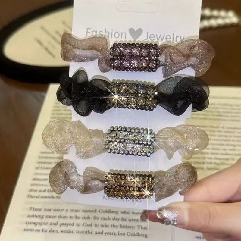 4 STUKS Elegante Strass Elastische Haarelastiekjes(50% OFF)