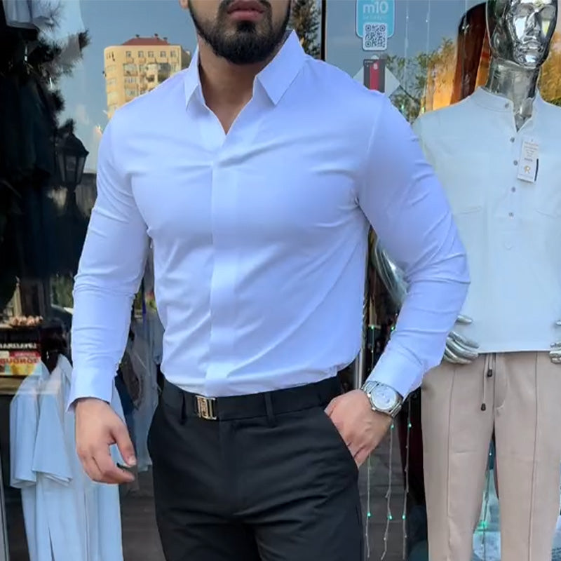 👔Heren Slim Fit Casual Overhemd in Effen Kleur🛍️