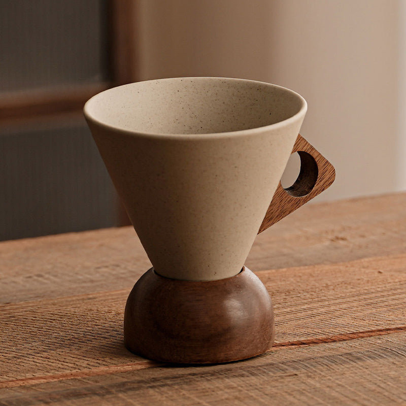 ☕ 50% Nieuwjaarskorting! Vintage koffiemok met houten handvat & schotel – stevig, uniek & perfect voor thuis of kantoor! 🎁✨