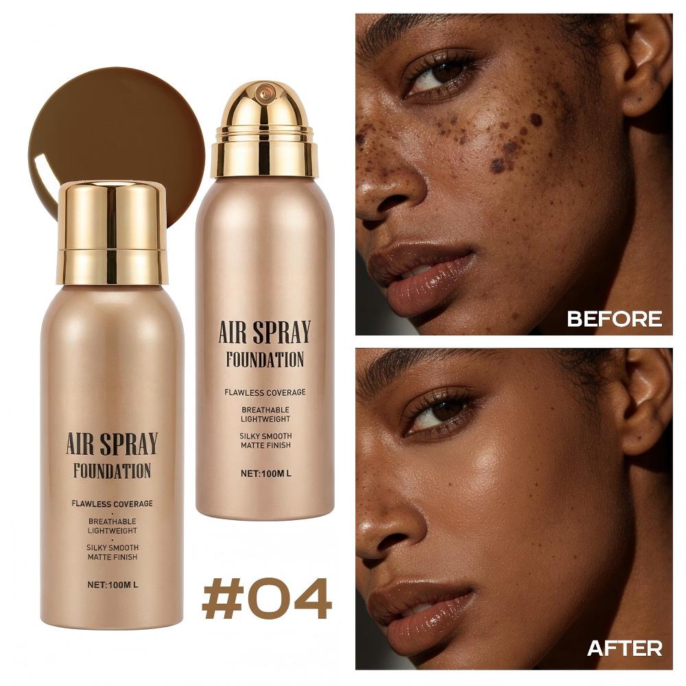 ✨ 50% korting! Foundation spray – volledige dekking, water- & zweetbestendig, lichte formule & matte finish. Natuurlijke look – de hele dag! 💖🛡️