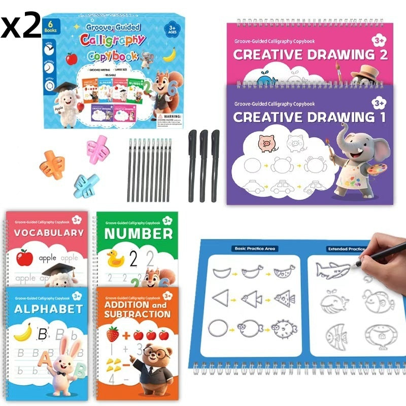 ✍️ 50% korting! Herbruikbaar gegroefd kalligrafie oefenboek – voor kinderen. Verbeter handschrift, eindeloos oefenen & milieuvriendelijk! ✨📚