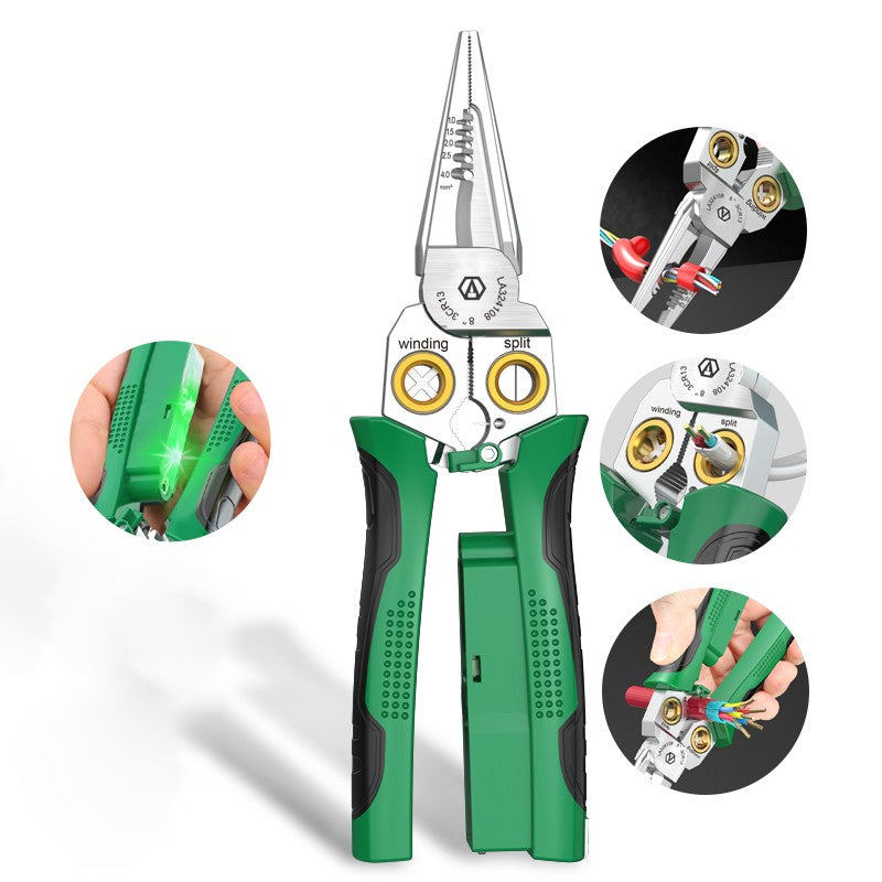 🔥8-in-1 multifunctionele draadstripper-schaar met elektrische testfunctie