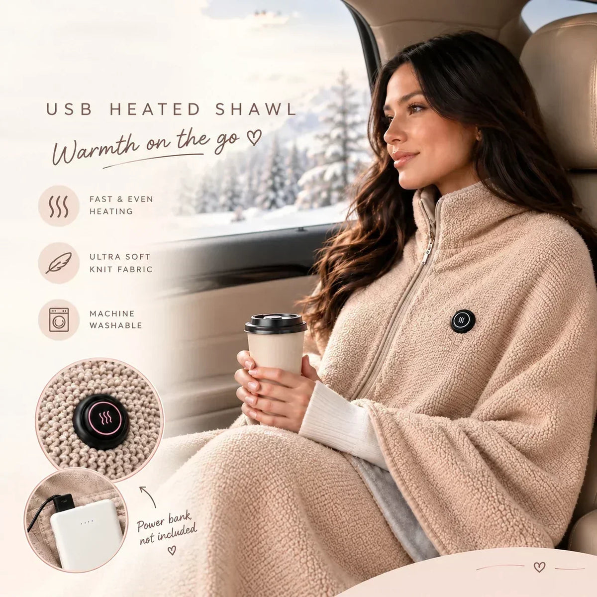 ☁️ 50% korting! Draagbare elektrische verwarmde deken – 15 seconden warm, 3 temperaturen, USB-aansluiting & wasbaar. Multifunctioneel als sjaal, knie- of voetwarmer! ✨🔥
