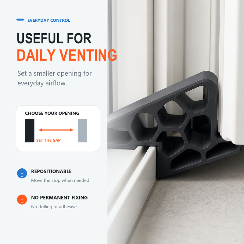 🚪 50% korting! Deurstopper voor schuiframen & balkondeuren – beperkt openingshoek, voorkomt harde stoten & beschermt kozijnen. Minimalistisch zwart design! ✨🛡️