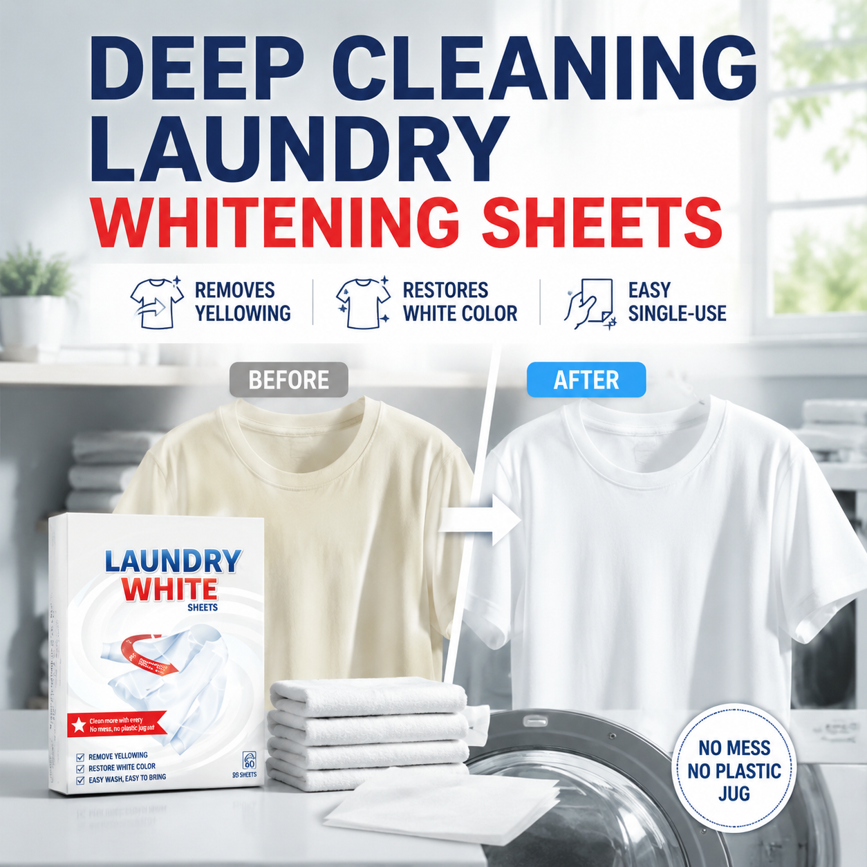 🔥💥 Dieptereinigende Wasverhelderingsdoekjes ✨🧺 Krachtige vlekverwijderaar voor stralend schone en frisse kleding