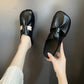 🎊2024 hete verkoop👣 Zachte leren sandalen met hol ontwerp en platte muiltjes