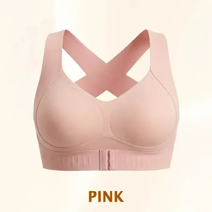 ⚡ 50% korting! Beugelvrije beha met gekruiste rugbandjes & voorste sluiting. Corrigeert houding, biedt comfort & ondersteuning. 🩰💕