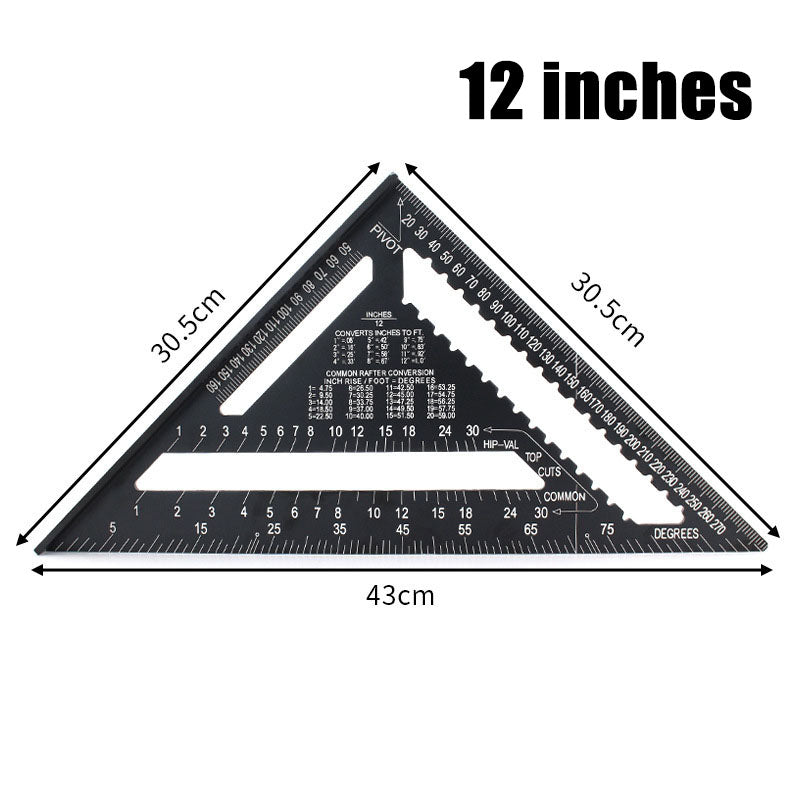 Houtbewerkings driehoek liniaal 7-12 inch