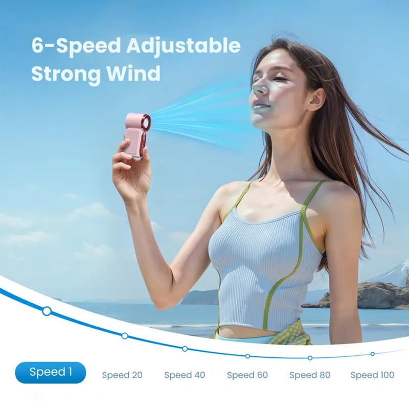 💨Mini handventilator met LED-display🧊6 snelheden, 10,7 uur koelte | Weegt niets – gaat overal heen