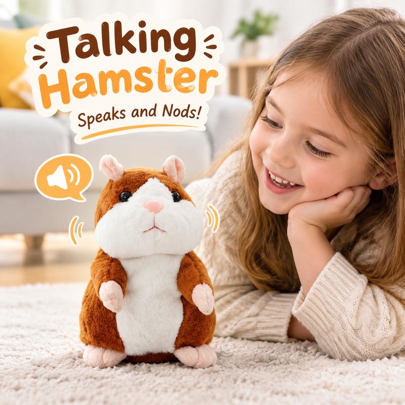 🐹 50% korting! Pratende hamsterknuffel – herhaalt geluid, beweegt het hoofdje & zacht om te knuffelen. Verkrijgbaar in 3 kleuren & kersteditie – 15 cm! ✨🎄