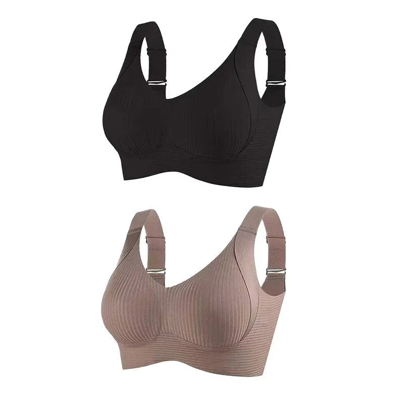 🎁Koop 1, krijg 2 gratis, 💕Geribbelde zijden push-up bh voor dames zonder stalen ring, verstelbaar🌸