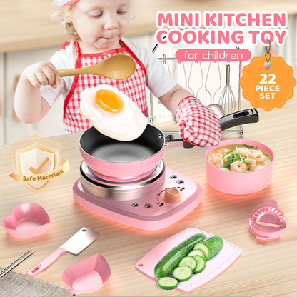 🎁[Beste cadeau voor kinderen]🍳Echt kookgerei voor kinderen Mini keukenspeelgoed - 22-delige set